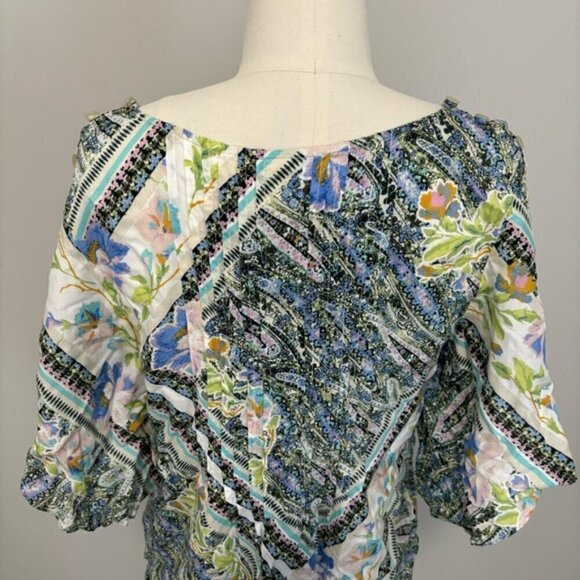 Anthropologie Maeve Maya Floral Flutter Sleeve Blouse Button Shoulder Size 6 - Picture 12 of 14
